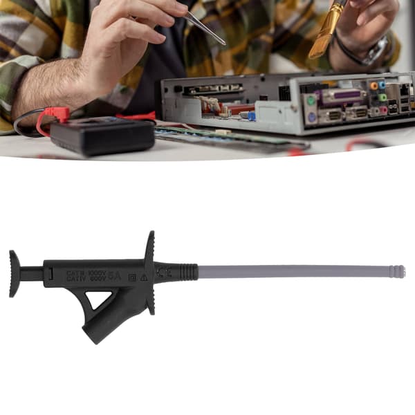 Multimeter Testledning Krok Klips Jumper Ledninger 4mm Bananstik Sort Fleksibel Probe Kit