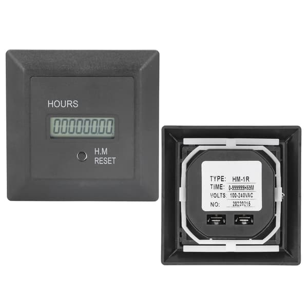 Digital timetæller 0-999999H 59M, AC 100-240V, Industriel timerdisplay
