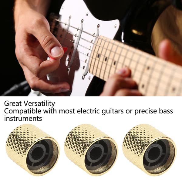 3-pack metallguld gitarrvolymkontrollrattar, universell ersättning för elgitarrbaspotentiometer, nordisk stil