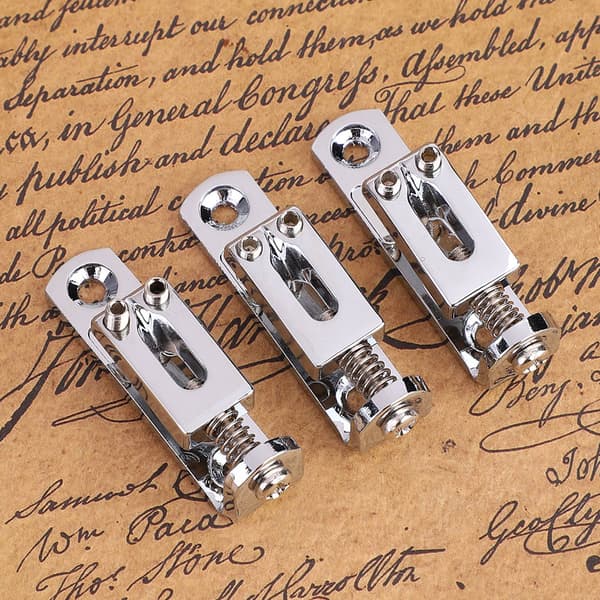 3-pack ensträngad brygga 3 cm med skruvar, skiftnyckel för gitarrdelar (silver)