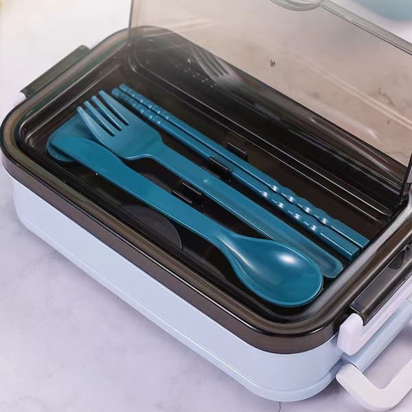 Bento Box 2-vånings mikrovågssäker lunchlåda för studenter, barn och kontor, grön