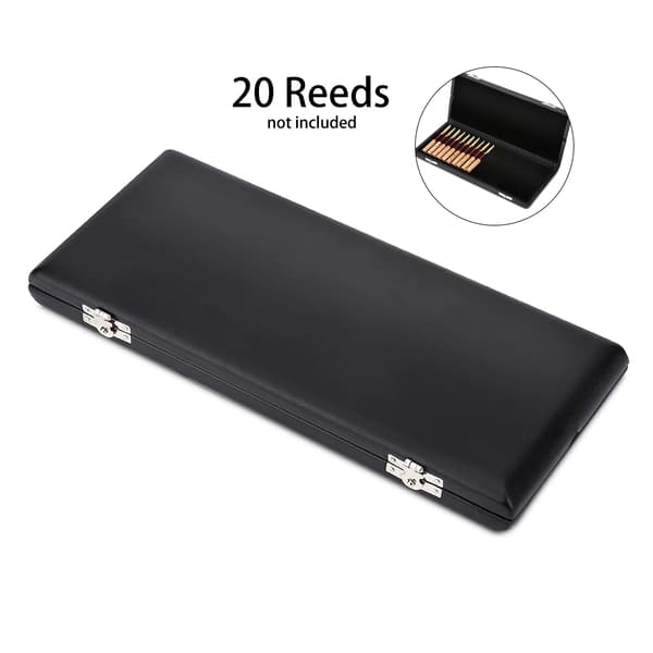 Massivt træ PU læder obo røræske #3 Sort 215x95x20mm Opbevaring til 20 rør