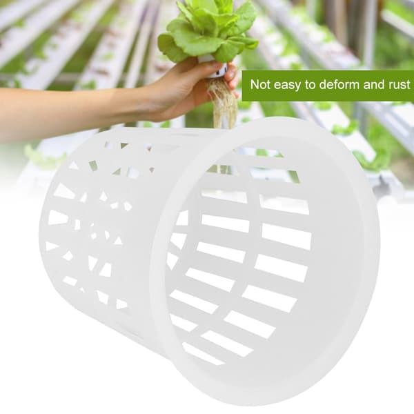 10-pak holdbare hydroponiske netkopper i plast til have- og altanplantning (hvid)