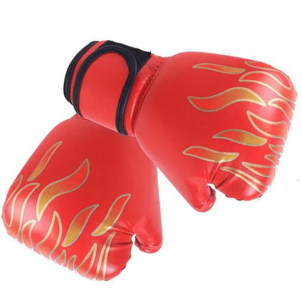 Junior Boxningshandskar för Kickboxning & Muay Thai, Förstärkta PU-läderhandskar för Tunga Säckar för Unga Boxare, Röd