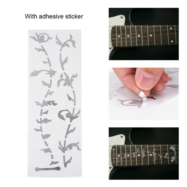 Tree Bud PET greppbräde dekaler för akustisk/elektrisk gitarr, 26x9.6cm, 6g, som bild, 1st