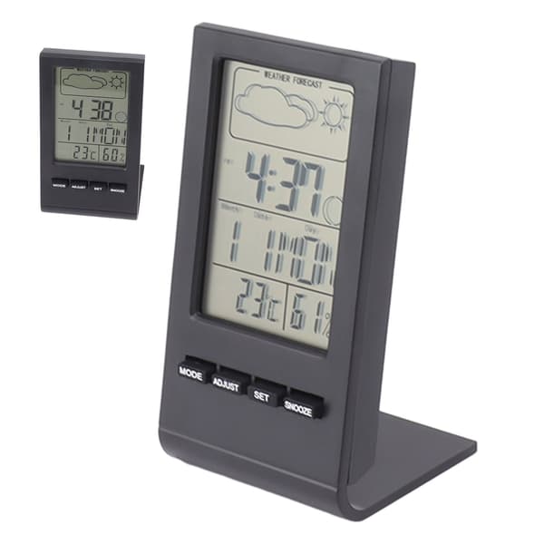 Digital inomhus LCD-hygrometertermometer med alarm - Svart