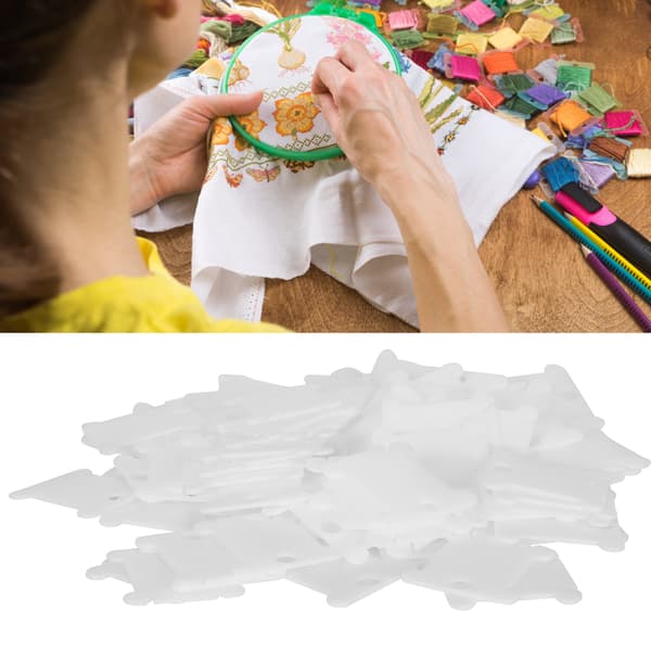 100 stk. trådvinder i plast til korssting, broderi og syning
