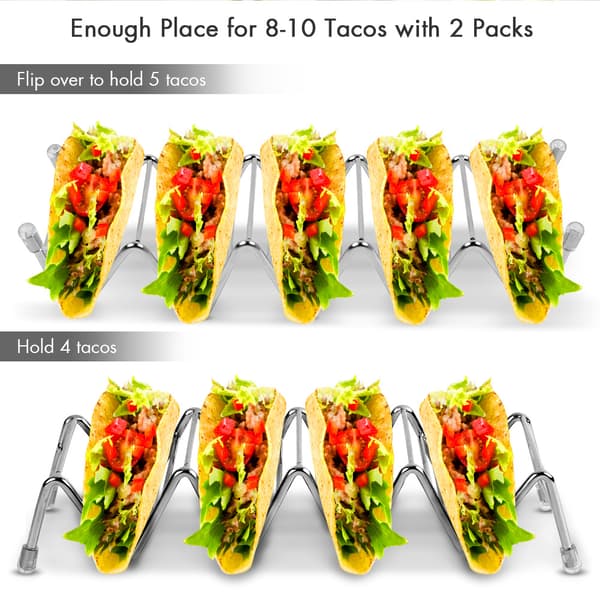 Premium Taco-holder sæt i rustfrit stål, 2 stk. til børn, hårde eller bløde tacos