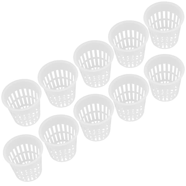 10-pak holdbare hydroponiske netkopper i plast til have- og altanplantning (hvid)