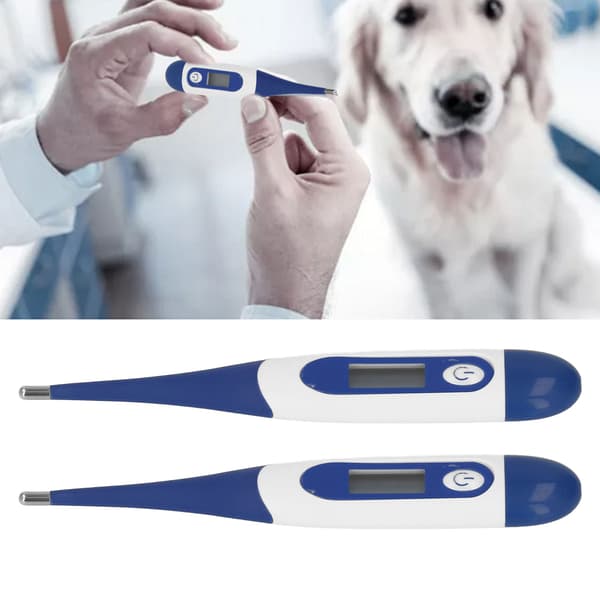 2-pack djurtermometer i plastskal, noggrann elektronisk LCD-temperaturmätare