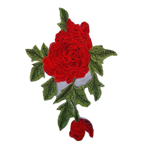 Rose Patch 10.2x7.1in Udsøgt tekstur Holdbar polyester Multifunktionel blomsterpatch til tøj taske sko