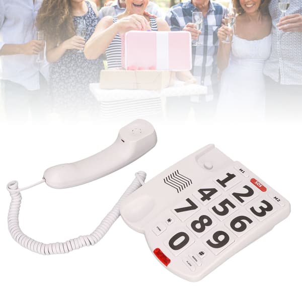 Senior fastnettelefon med store knapper, justerbar lydstyrke, genopkald af sidste nummer