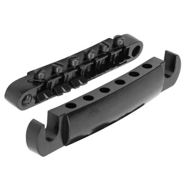 6-strenget Hardtail Bro-sæt Zinklegering Sadel til LP Elguitar Dele Sort 1 Bro 1 Base 4 Stolper