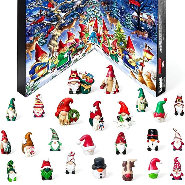 Julkalender med 24 samlarbara tomtefigurer - Julklappssats för barn