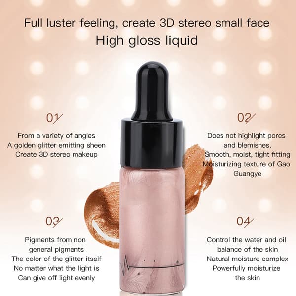 Cremet Glansfuld Flydende Highlighter Ansigt Læbe Lysnende Oplysende Kontur Makeup 01#