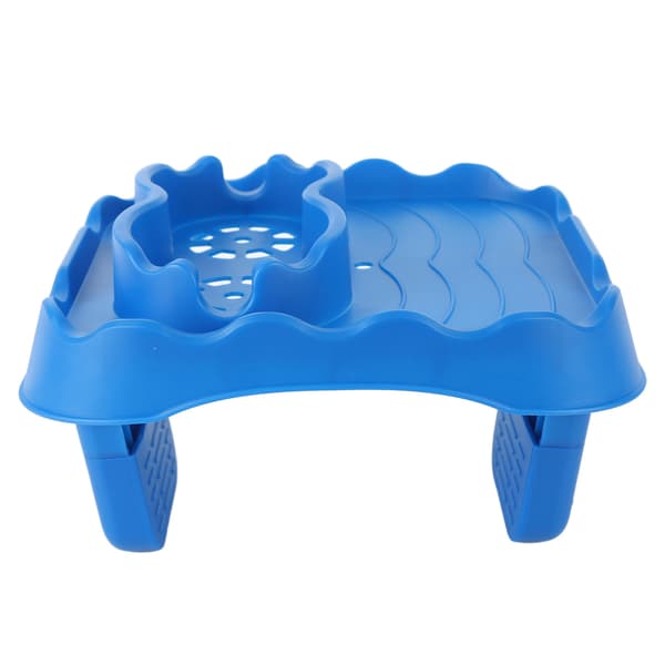 Blått halkfritt justerbart sidobord för bubbelpool med dräneringshål
