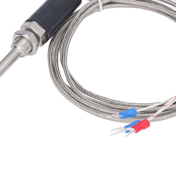 PT100 RTD Sensor Probe, 4-leder skærmet kabel, -200 til 450°C, 5-pak