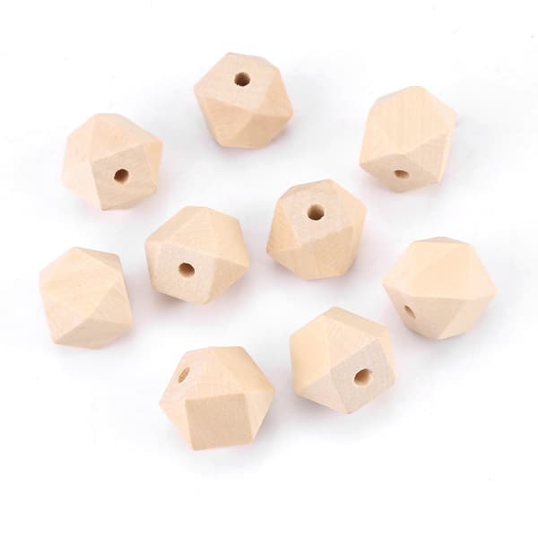 50 stk. ufærdige geometriske polyeder facetslebne træperler DIY tilbehør 20 mm
