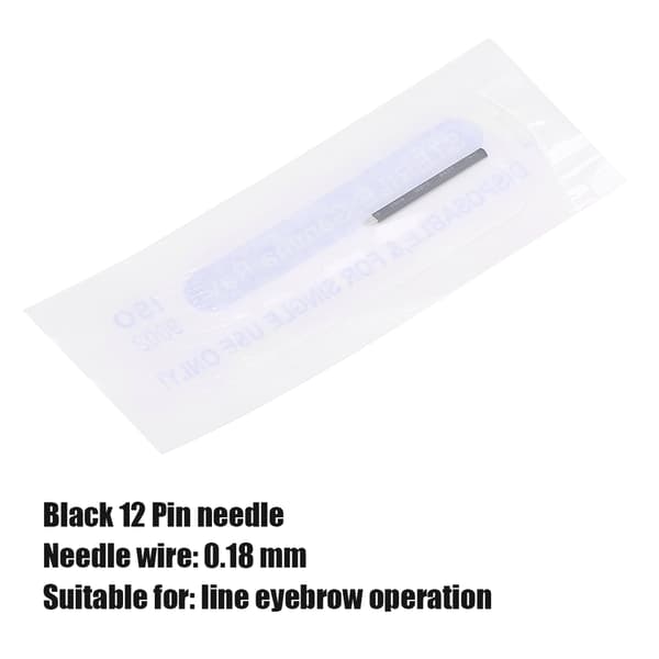 50 st 0,18 mm Microblading-nålar Ögonbrynstatuering Semi-permanent nålblad (12 stift)