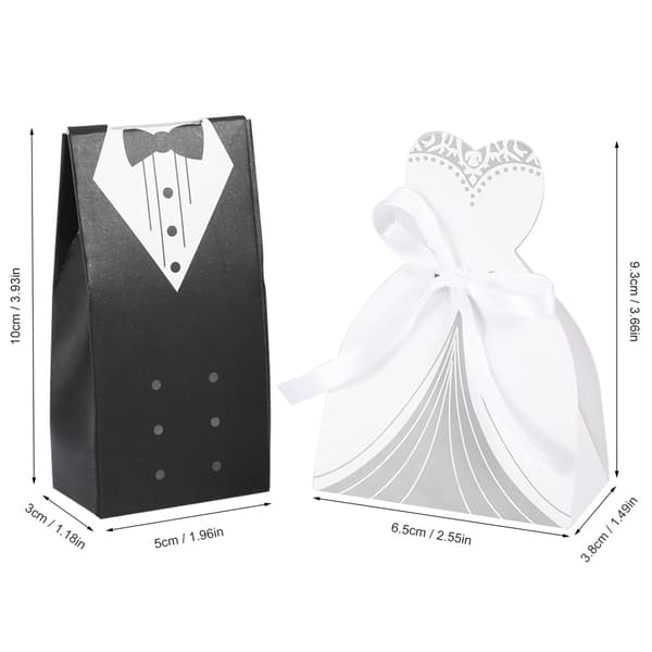 Elegant Romantisk Box Godis Gåva Bröllopsfest Dekoration, 2-pack