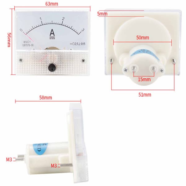 85C1 0-2A Analog Pointer DC Amperemeter Panelmåler, Strømtester til Elektrisk Overvågning