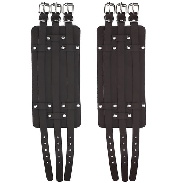 2 stk. bred manchetarmbånd justerbart retro punk kunstlæder håndledsrem sort brun