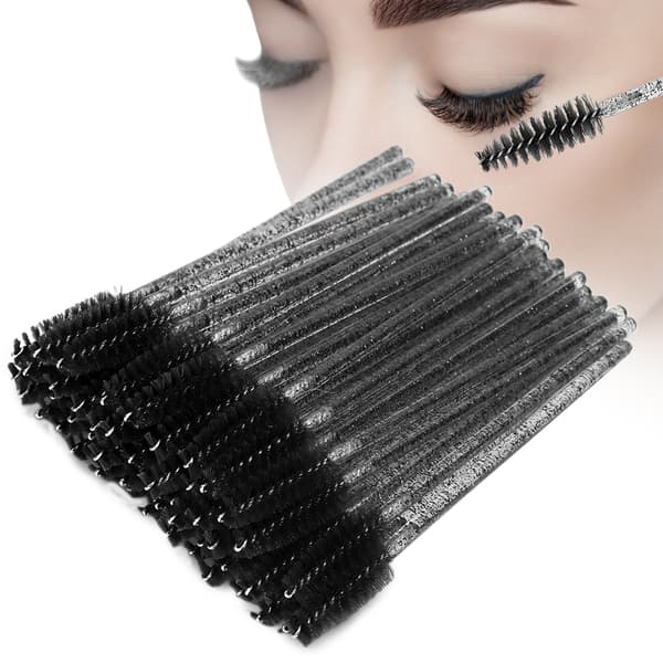 50 stk. Nylon Makeup Børste Mascara Stave Øjenvipper Øjenbryn Engangs Bærbar Børste Sort
