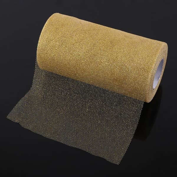 Glitter Tyllrulle Spole Tyg Festtillbehör Bröllopsdekoration (Guld)