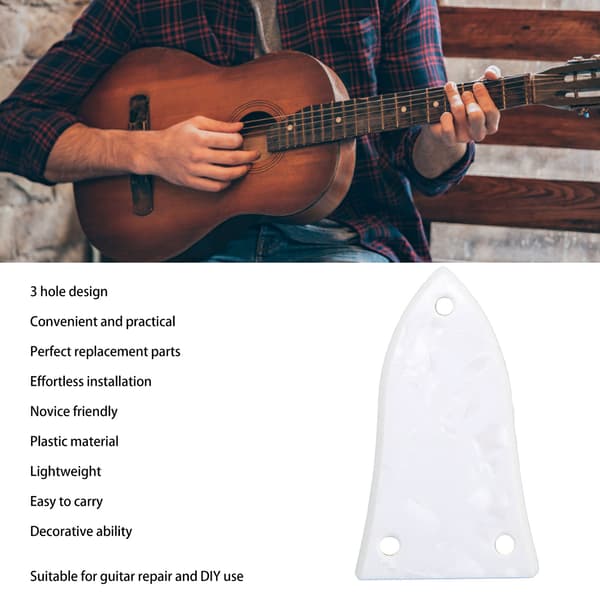 5 st vit 3-håls plast truss rod täckplåtsats för elgitarr bas tillbehör