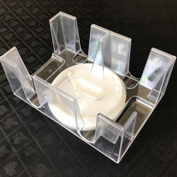 2-däcks/6-däcks roterande kortbricka transparent spelkortsförvaring