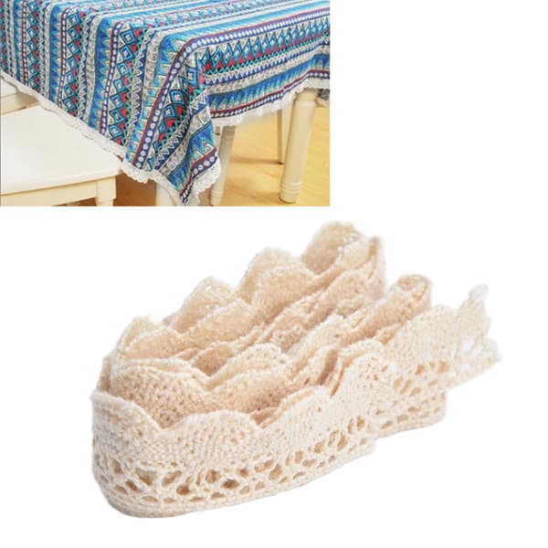 Spetsband DIY Bomullsnät 2cm Bredd 20 Yards Elegant Tyllspets för Gardin Kläder Duk Presentförpackning Beige