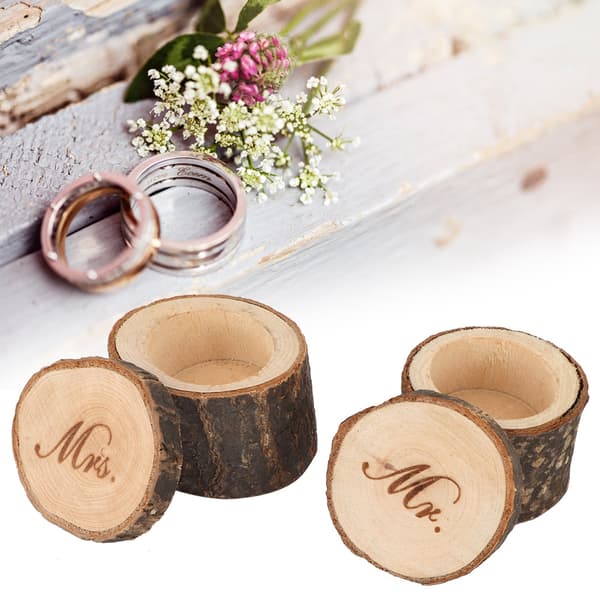 2 retro vigselringar unika ring smyckeshållare förvaringsfodral 01#