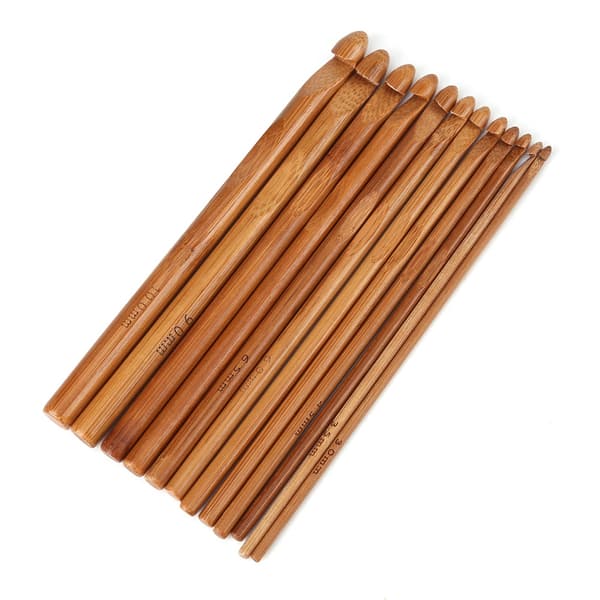 12 st/set Förkolnade Bambustickor Virknålar Tröjstickor Garnvävningsverktyg