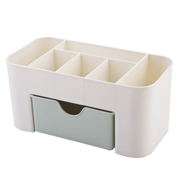 Grøn makeupbord-organizer med 6 rum og skuffe