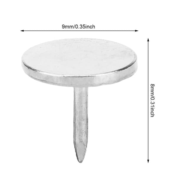 100 stk. fladhovedet møbelnagle rund antik møbel dekorativ tegnestift sølv 9 x 8 mm