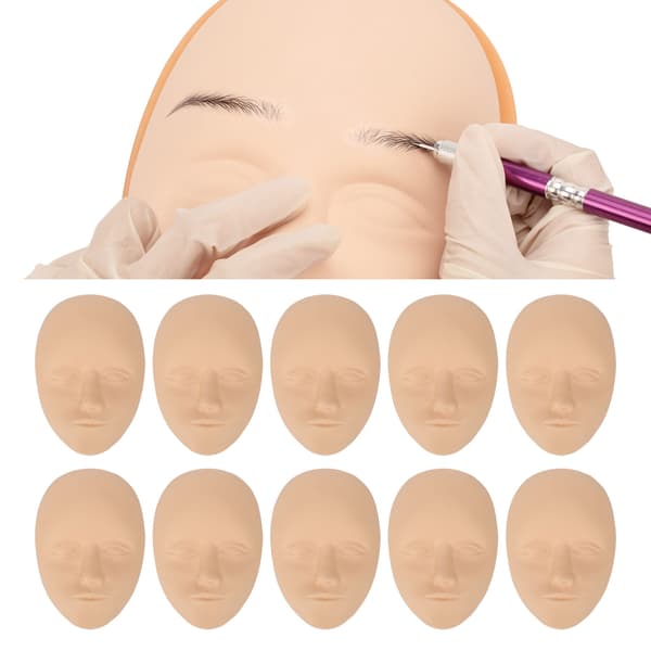 10 stk. 3D tatoveringsøvelsesansigtshud silikone microblading ansigtsøvelseshud til begyndere