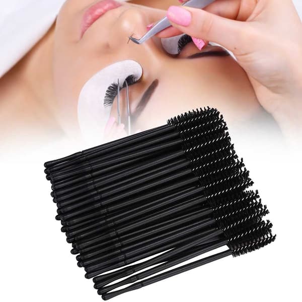100 st engångs ögonfransborste Mascara Wands Applikator Sminkborstset Svart