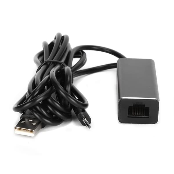 Micro USB til RJ45 LAN-konverter 10/100 Mbps med strøm USB, aluminium ABS, 1m, til TV Stick, 1 stk.