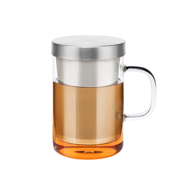 450 ml tekopp i borosilikatglas med lock och tesil