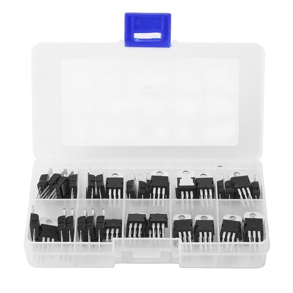 60 stk. 10 værdier L7805CV LM317T spændingsregulator IC-sortimentssæt med etui