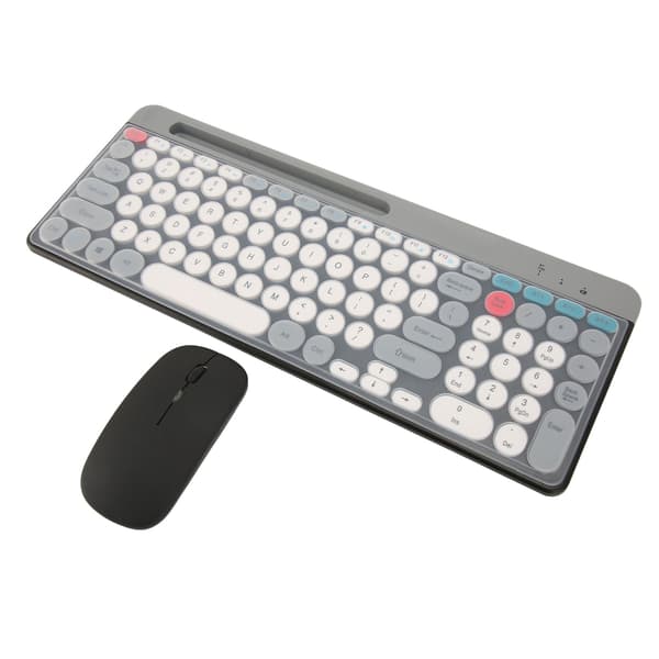 2.4G Trådløst Retro Tastatur og Mus Sæt, Genopladelig Bluetooth Combo til Computer, Sort