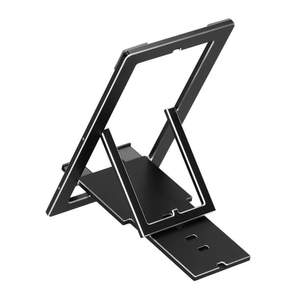 Justerbar skrivebords telefonholder foldbar aluminiumslegering tabletstativ sort til kontor