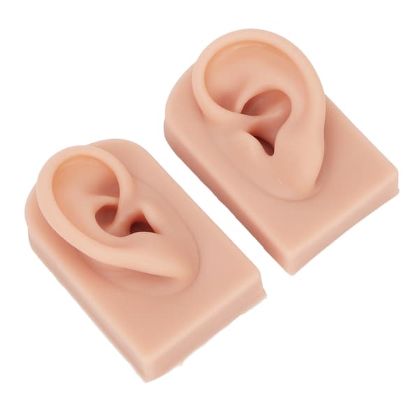 1 par silikone øremodel fleksibel blød genanvendelig simuleret menneskehud silikone piercingmodel medium hudfarve