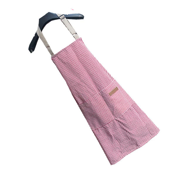 Justerbart haklappsförkläde med 2 fickor - röd randig design - 2-pack