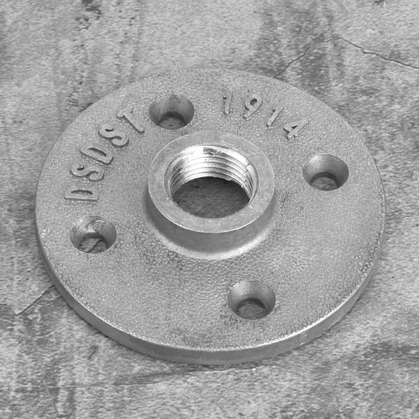 10 stk. 1/2 tomme 4-hullers aluminiumsflangebase, gevindrørsfitting til hyldestøtte, DN15 gulvmontering, sølv