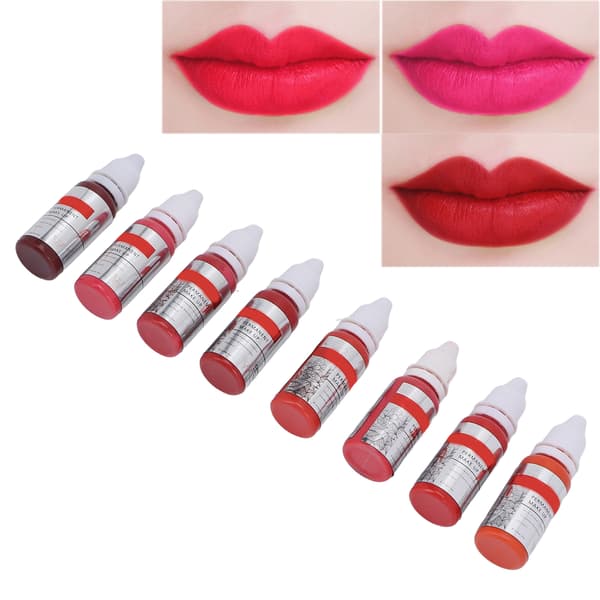 8 stk. Makeup Tattoo Blæk Semi Permanent Læbe Microblading Pigment Farve til Øvelseshud 120ml