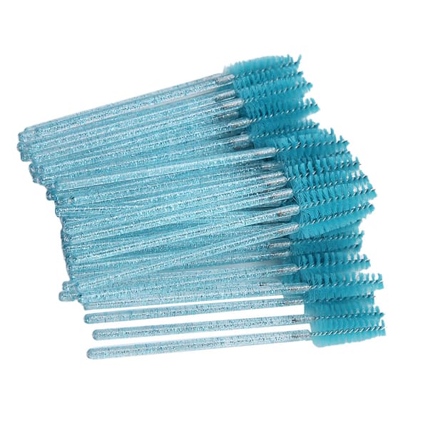 50 stk. nylon makeupbørster, mascarabørster, øjenvippebørster, engangs, bærbare børster - lyseblå