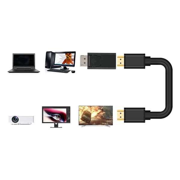 2 kpl musta ABS DP uros-HDMI naaras -sovitin PC-kannettaville