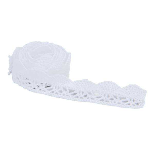 Spetsband DIY Bomullsnät 2cm Bredd 20 Yards Elegant Tyllspets för Gardin Kläder Duk Presentförpackning Vit