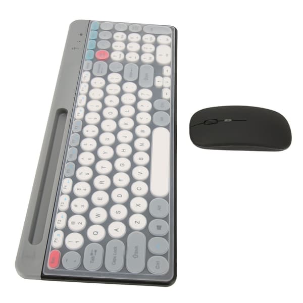 2.4G Trådløst Retro Tastatur og Mus Sæt, Genopladelig Bluetooth Combo til Computer, Sort